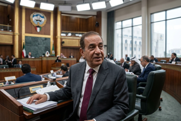النائب الكويتي السابق أحمد حاجي علي عبدالله لاري خلال إحدى جلسات مجلس الأمة