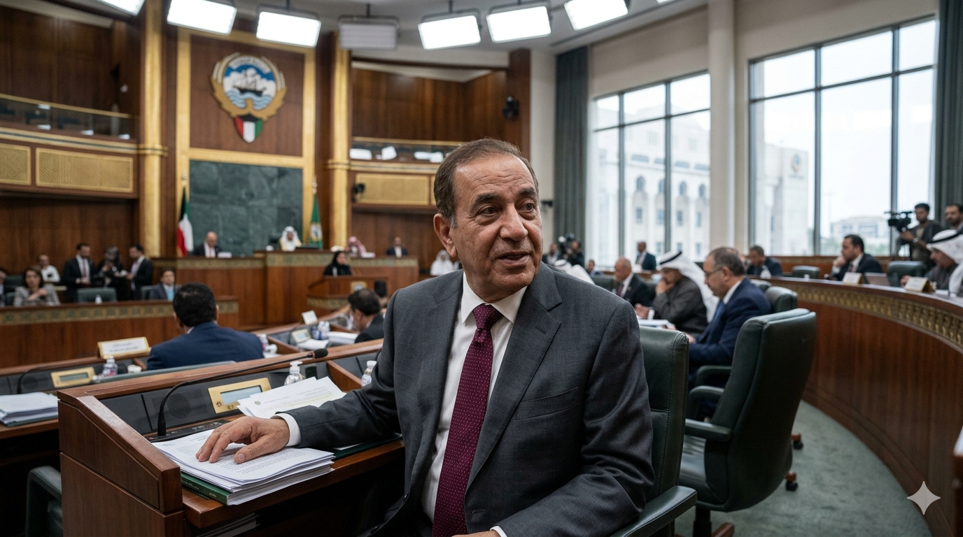 النائب الكويتي السابق أحمد حاجي علي عبدالله لاري خلال إحدى جلسات مجلس الأمة