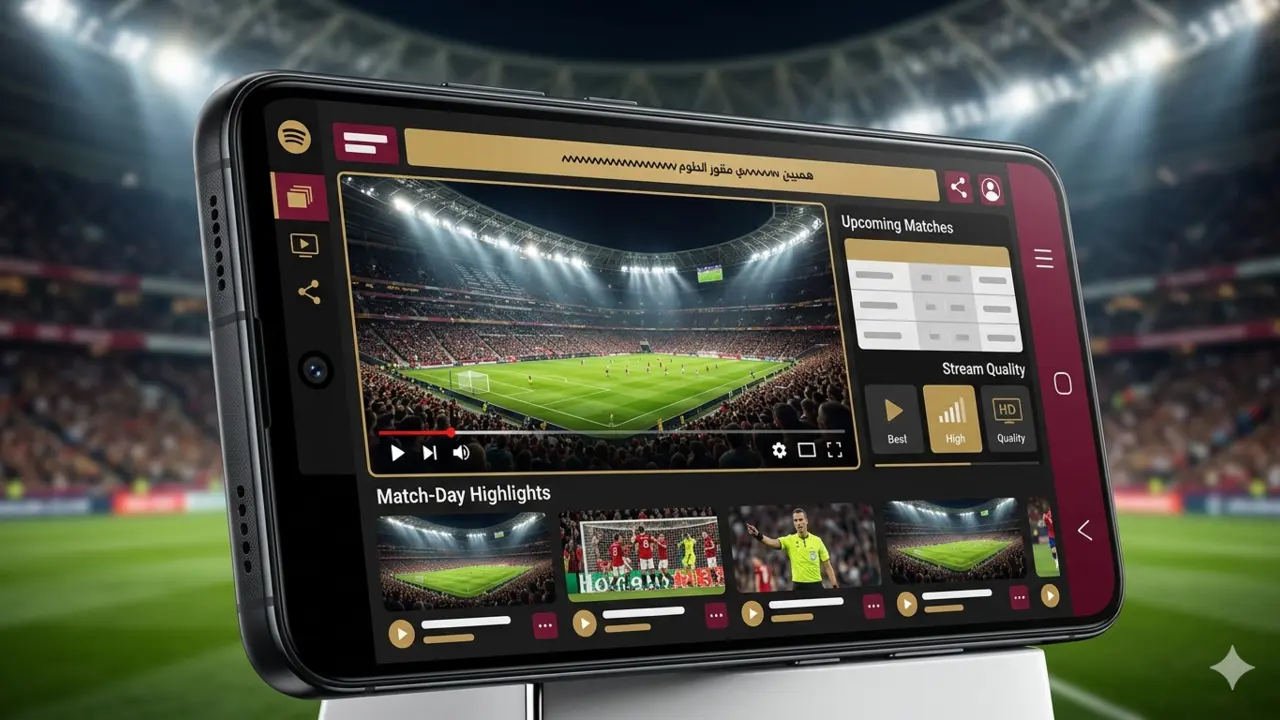 هاتف أندرويد يعرض تطبيق ياسين تيفي مع مشغل الفيديو YTV Player