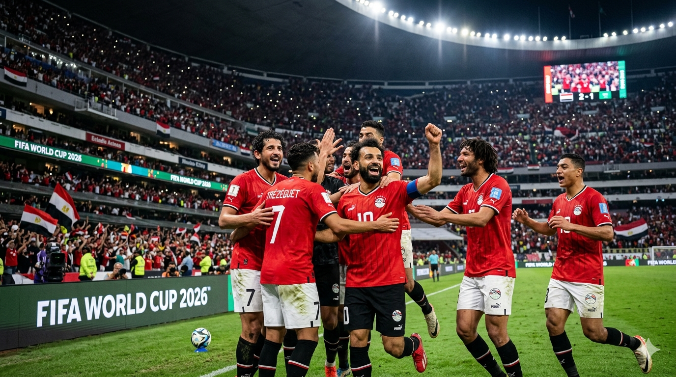 موعد الماتشات الجاية لمنتخب مصر في كأس العالم 2026 بعد التعادل مع بلجيكا 1_1: "ادعم منتخب مصر" لاعبو منتخب مصر يحتفلون خلال مشاركتهم في كأس العالم 2026 بعد التعادل مع بلجيكا