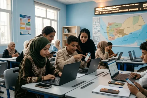 طالب يمني يتابع نتائج الصف التاسع 2026 عبر الإنترنت في صنعاء وعدن ومأرب وتعز