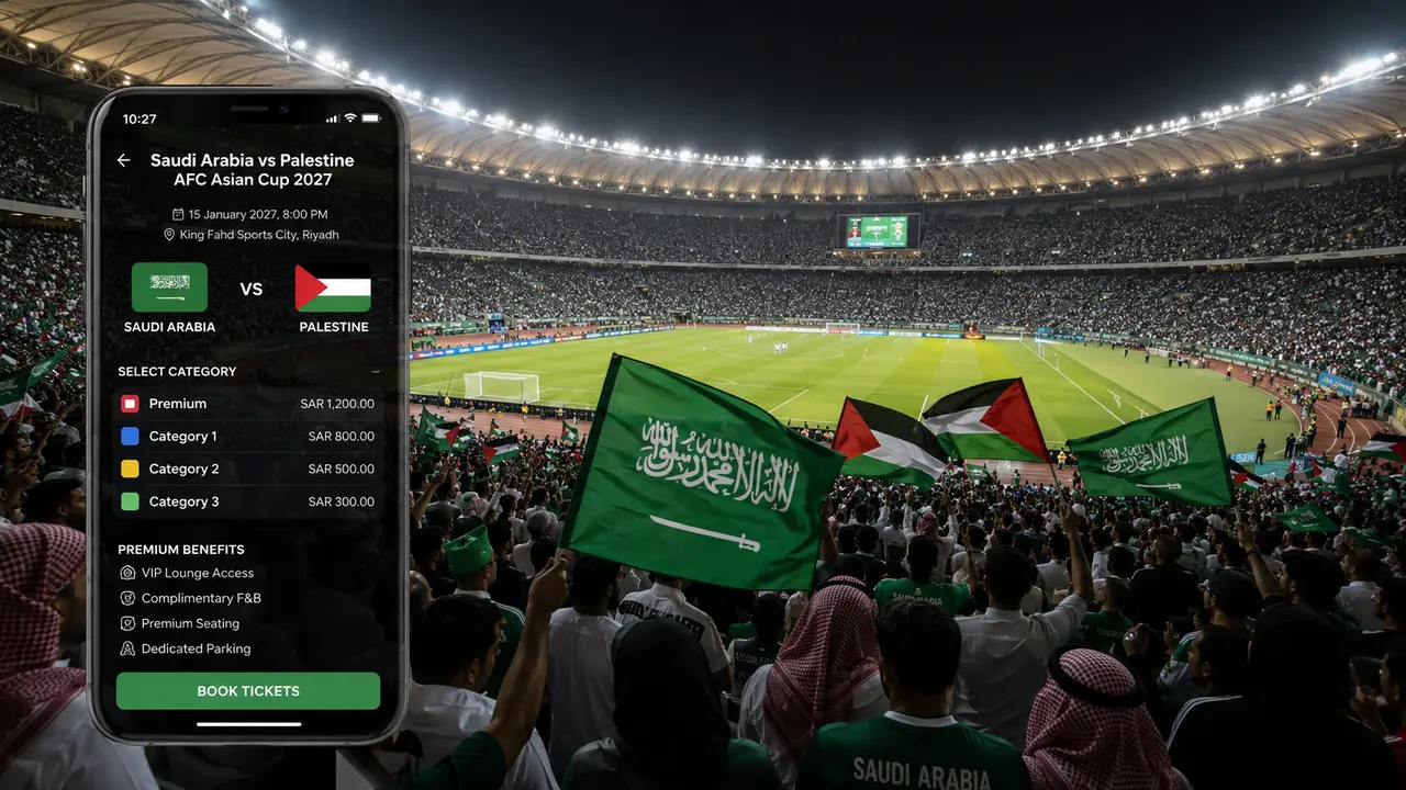 اسعار ورابط حجز تذاكر مباراة السعودية ضد فلسطين في كأس آسيا 2027 حجز تذاكر السعودية ضد فلسطين