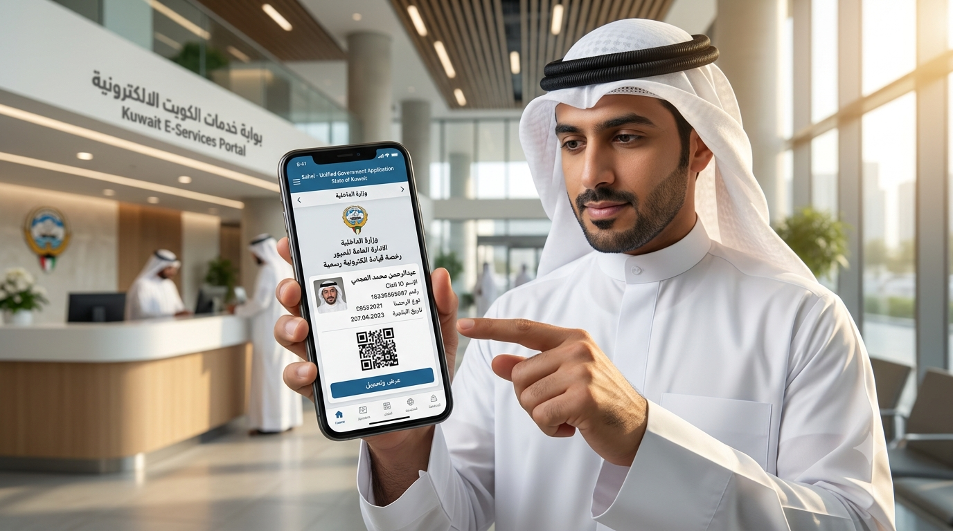 خطوات تحميل رخصة القيادة إلكترونياً عبر سهل 2026 في الكويت.. الخدمة الجديدة من وزارة الداخلية مستخدم يستعرض رخصة القيادة الإلكترونية عبر تطبيق سهل على الهاتف الذكي في الكويت