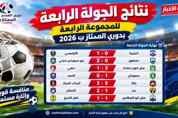 نتائج الجولة الرابعة للمجموعة الرابعة بدوري الممتاز ب 2026