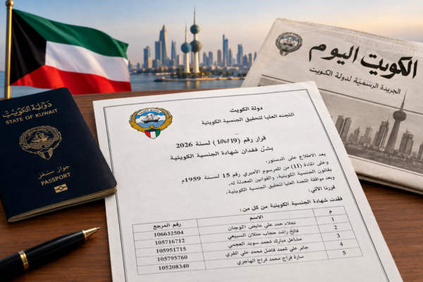 فقدان الجنسية الكويتية من 10 أشخاص اليوم.. تعرف على الأسماء