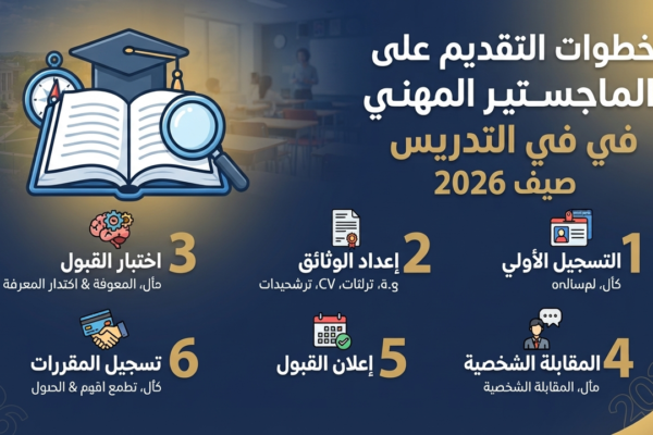 خطوات التقديم على الماجستير المهني في التدريس صيف 2026