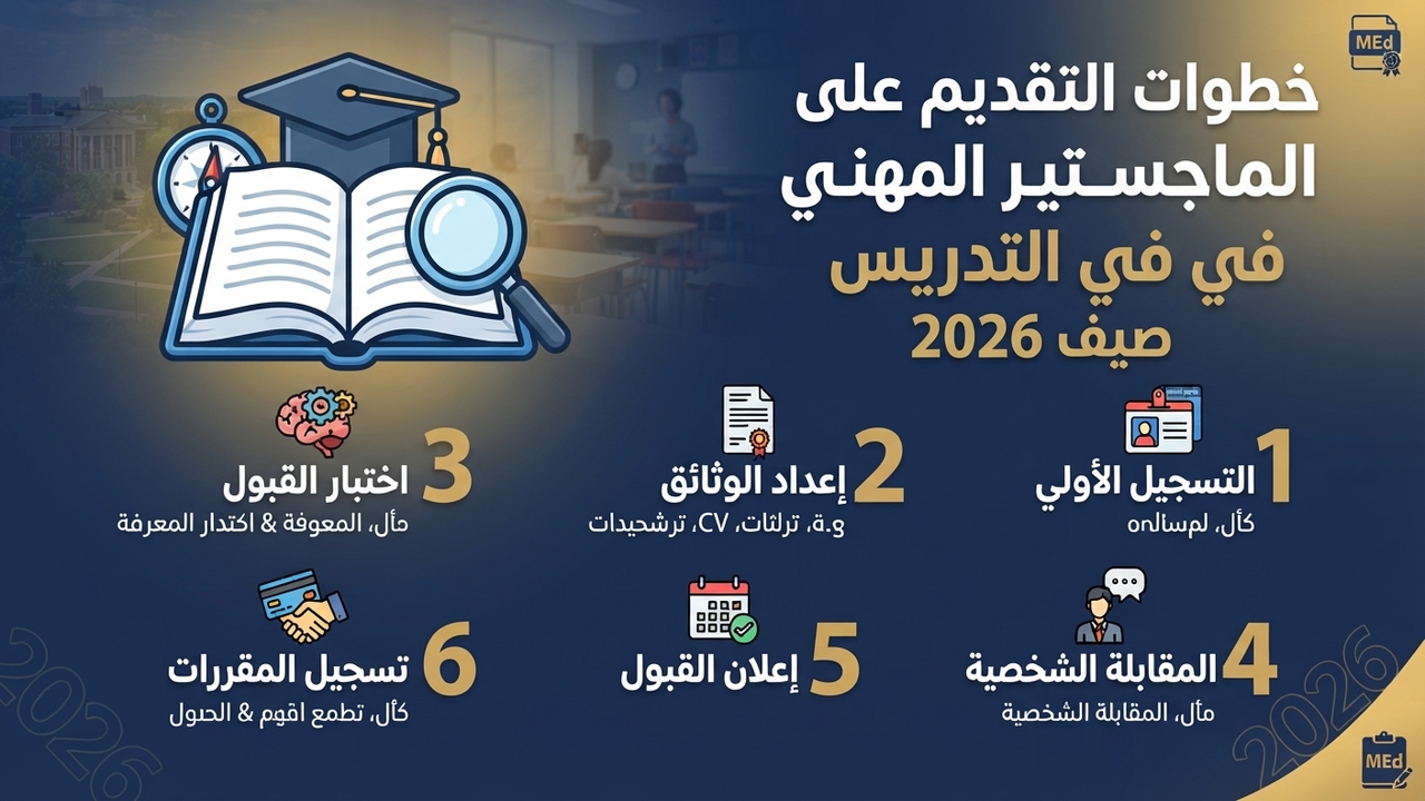 خطوات التقديم على الماجستير المهني في التدريس صيف 2026