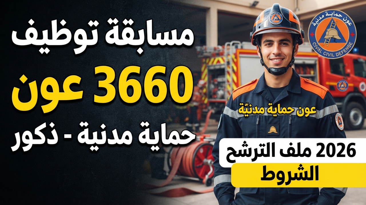 مسابقة توظيف 3660 عون حماية مدنية ذكور 2026.. الشروط وملف الترشح